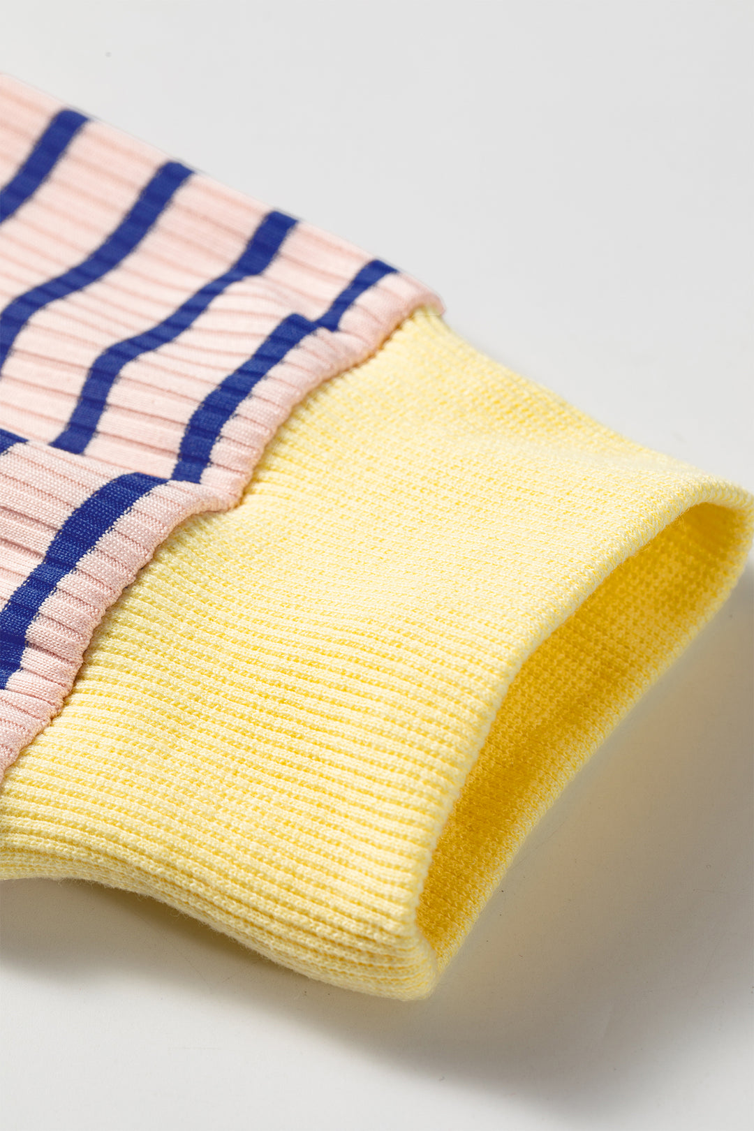 Blue Stripe Contrast Long Sleeve Crew Neck Pullover Top