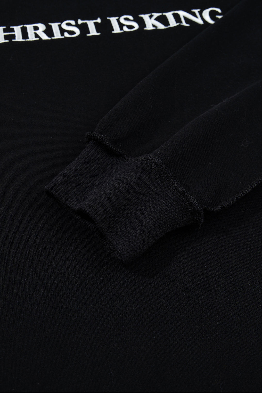 Black CHRIST IS KING Embroidery High Neck Baggy Sweatshirt