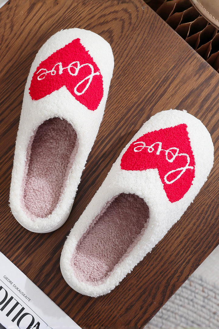Valentine Love Heart Pattern Home Fuzzy Slippers