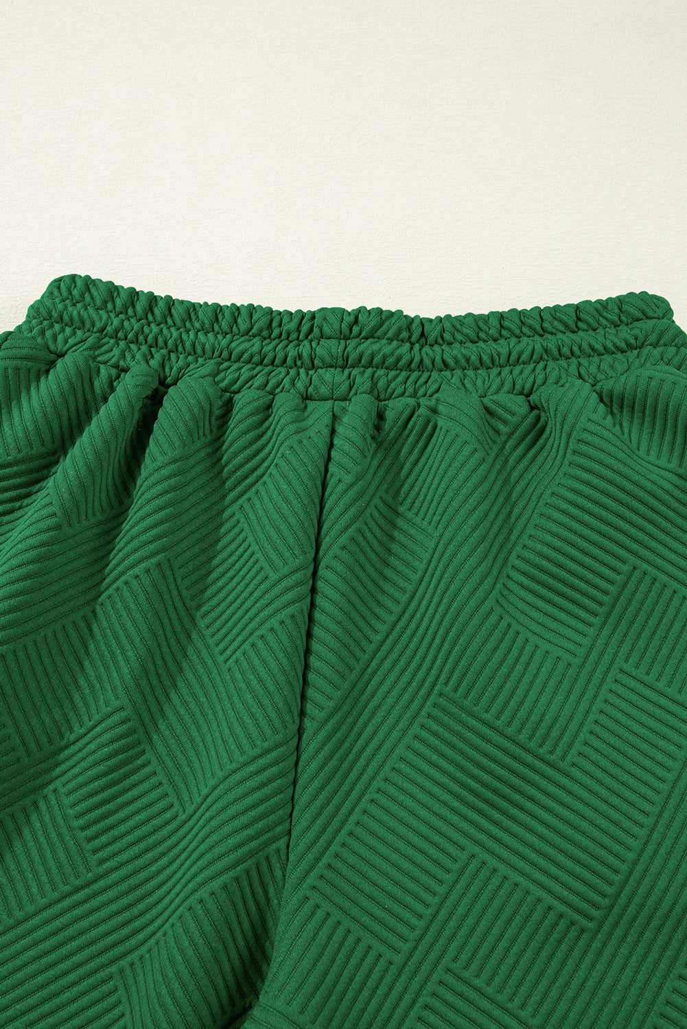 Dark Green Stylish Textured Loose Fit T Shirt and Drawstring Pants Set