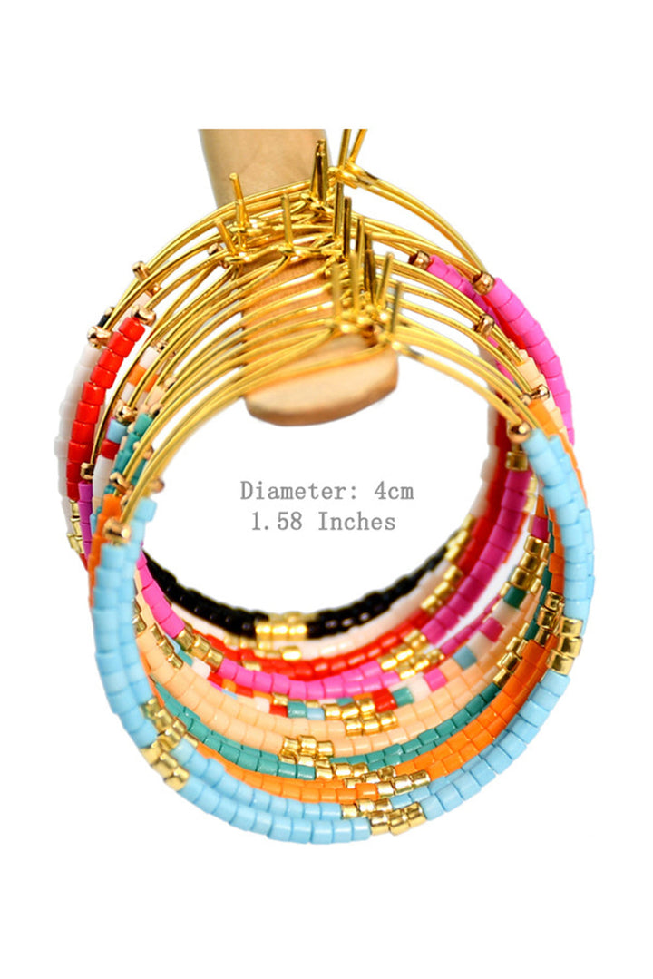 1 Pairs of Rice Beads Gold Plated Alloy Hoop Earrings