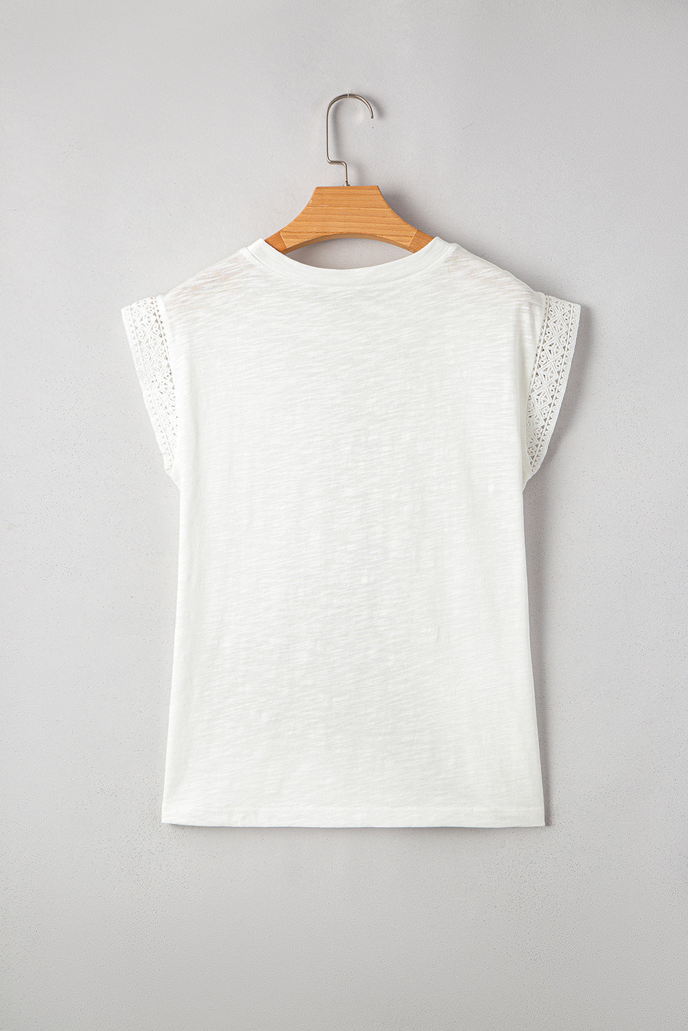 Lace Patchwork Cap Sleeve Round Neck T Shirt
