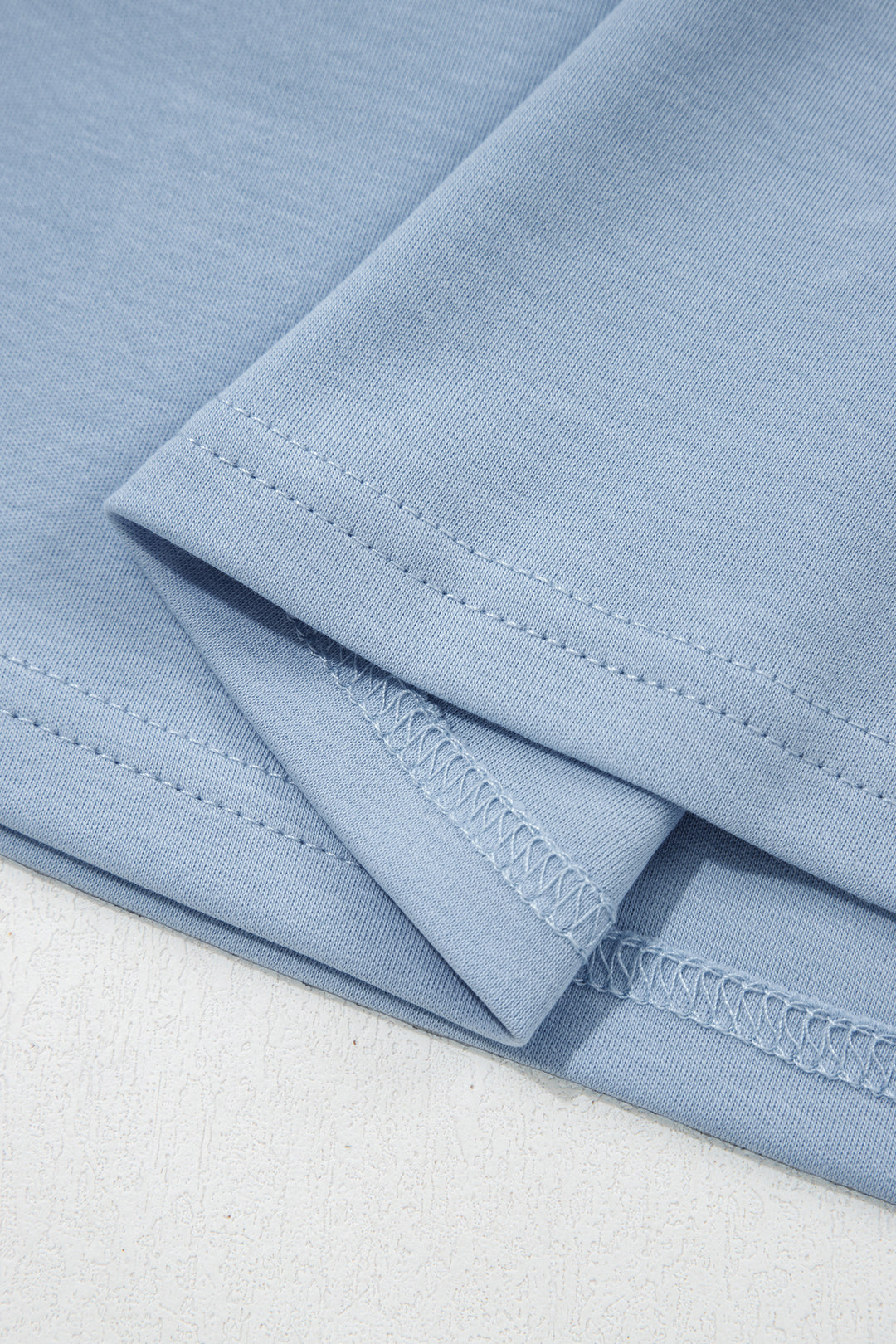 Beau Blue Solid Color High Neck Oversize Tee