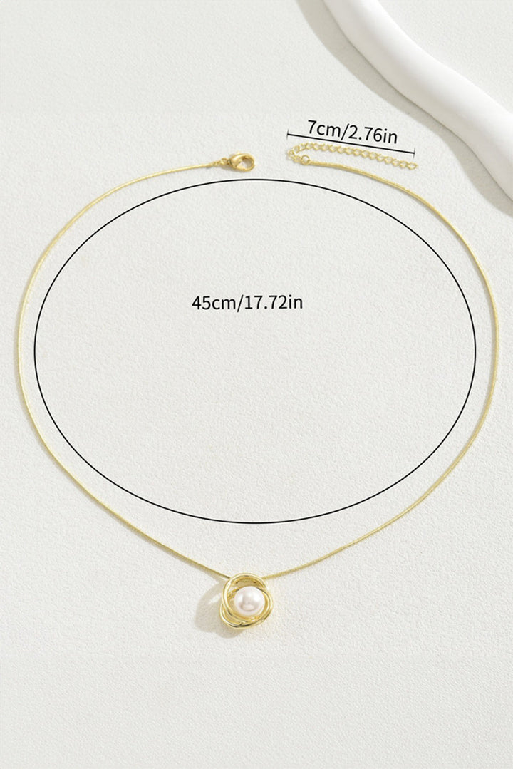 Minimalist Pearl Decor Plated Alloy Pendant Necklace
