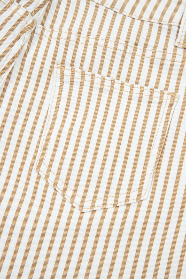 Khaki Stripe Casual Barrel Jeans