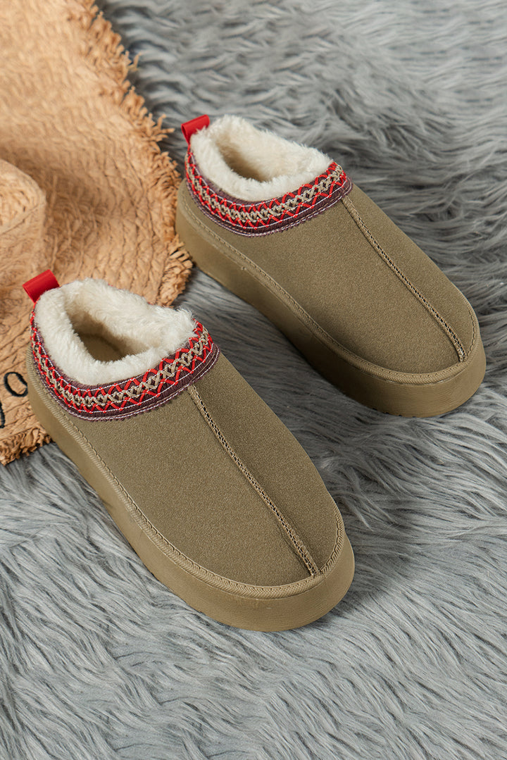 Schneestiefel aus Wildleder mit Kontrastmuster und Plüschfutter