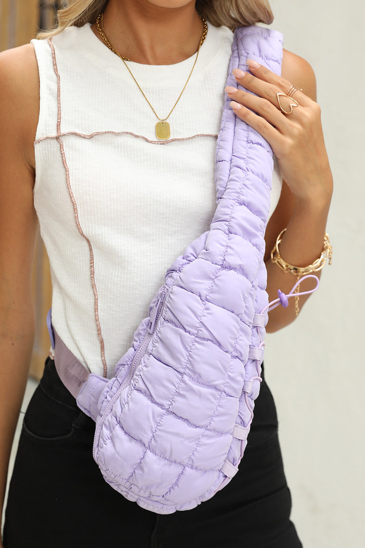 Marshmallow Quilted Drawstring Decor Sling Bag