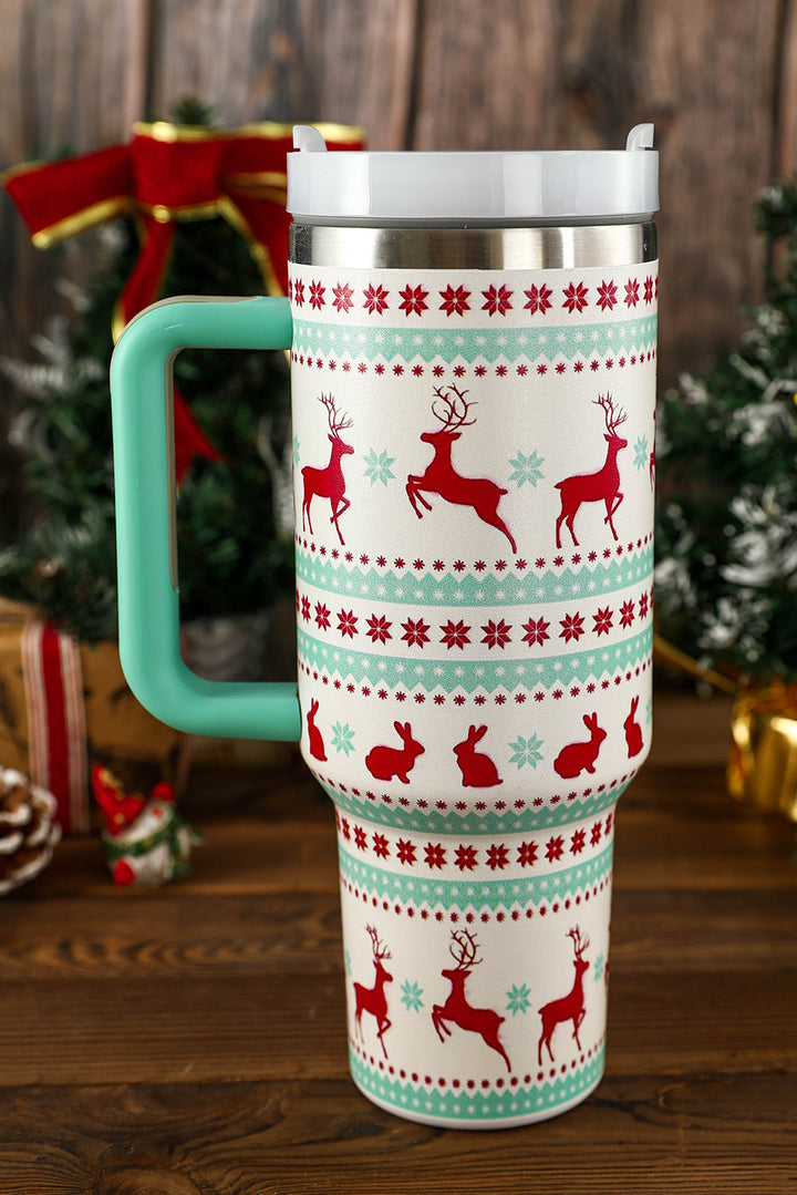 Gobelets en acier inoxydable avec poignée et imprimé de Noël, 1 134 ml