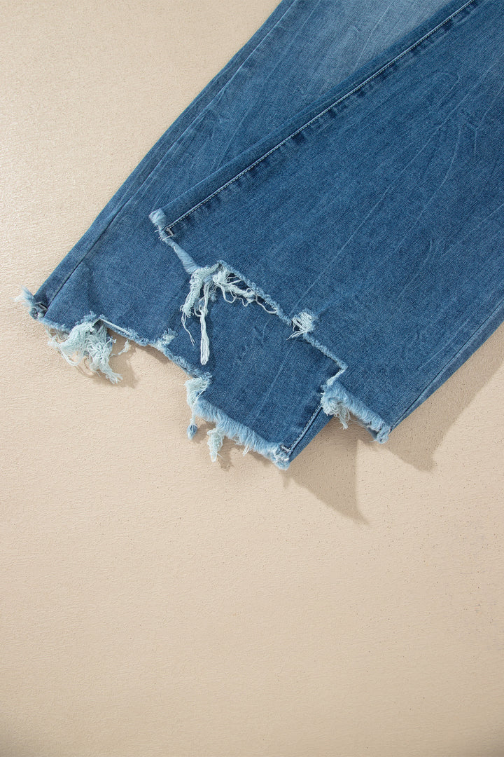 Women Ashleigh Blue High Waist Frayed Hem Flare Jeans
