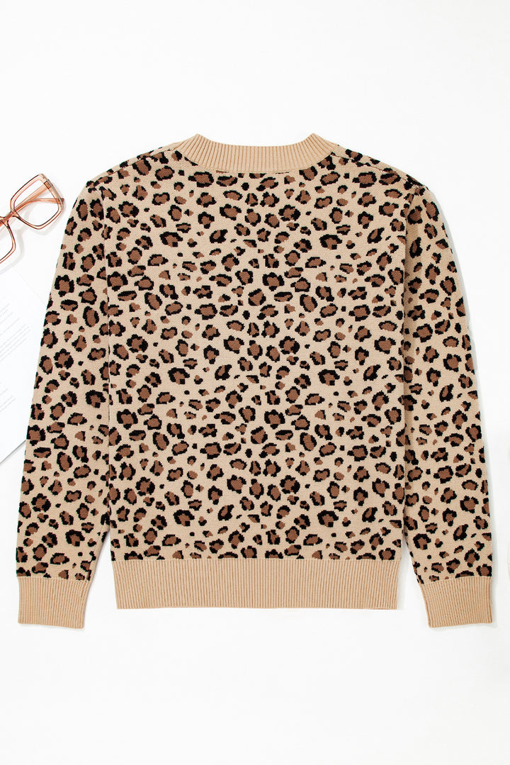 Leopard Print Dolman Sleeve Sweater