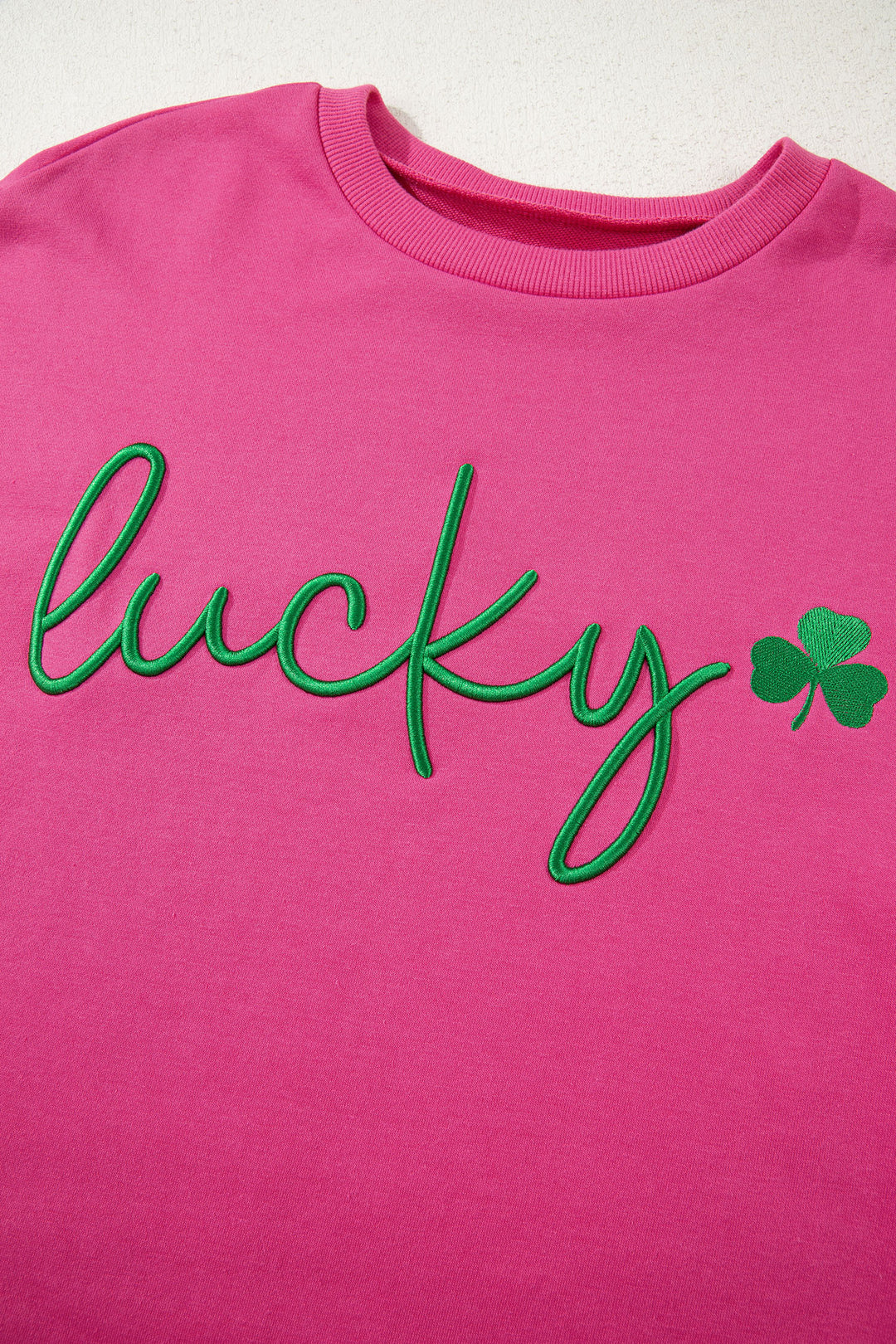 Lucky Clover Embroidered Loose Pullover Sweatshirt