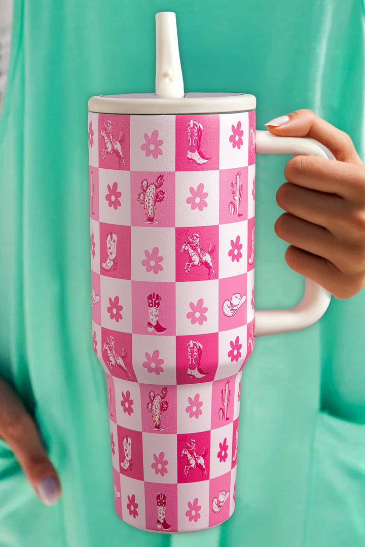 Isolierter Becher mit Western-Muster und Blumen-Karomuster, 40 oz