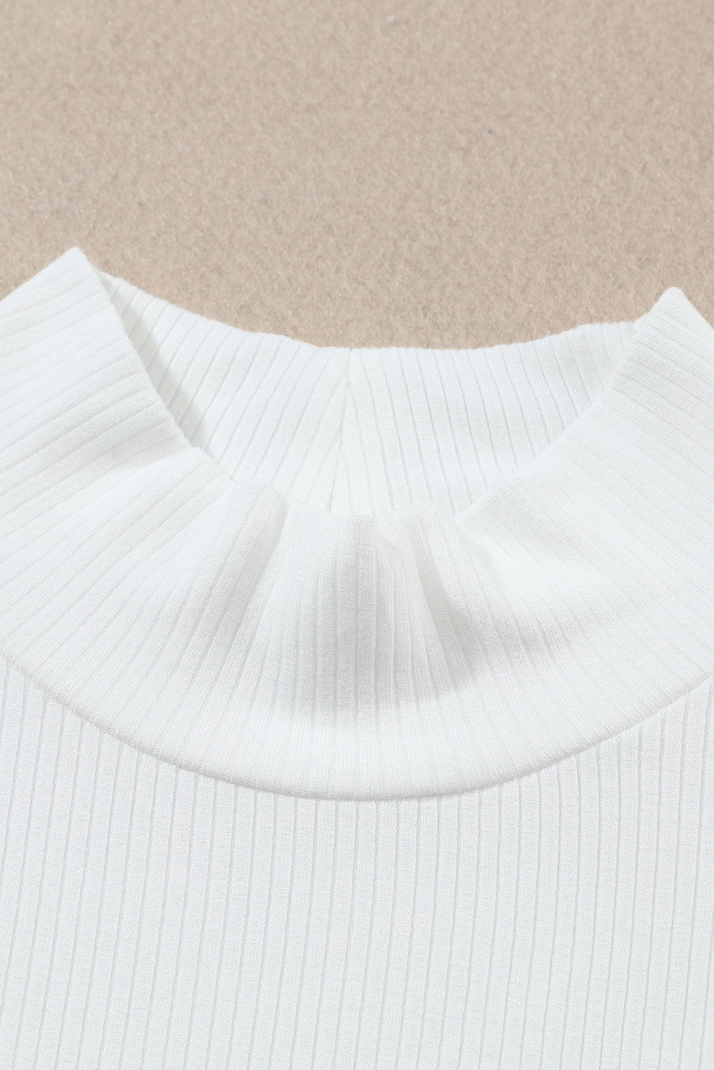 Ribbed Knit High Neck Long Sleeve Top