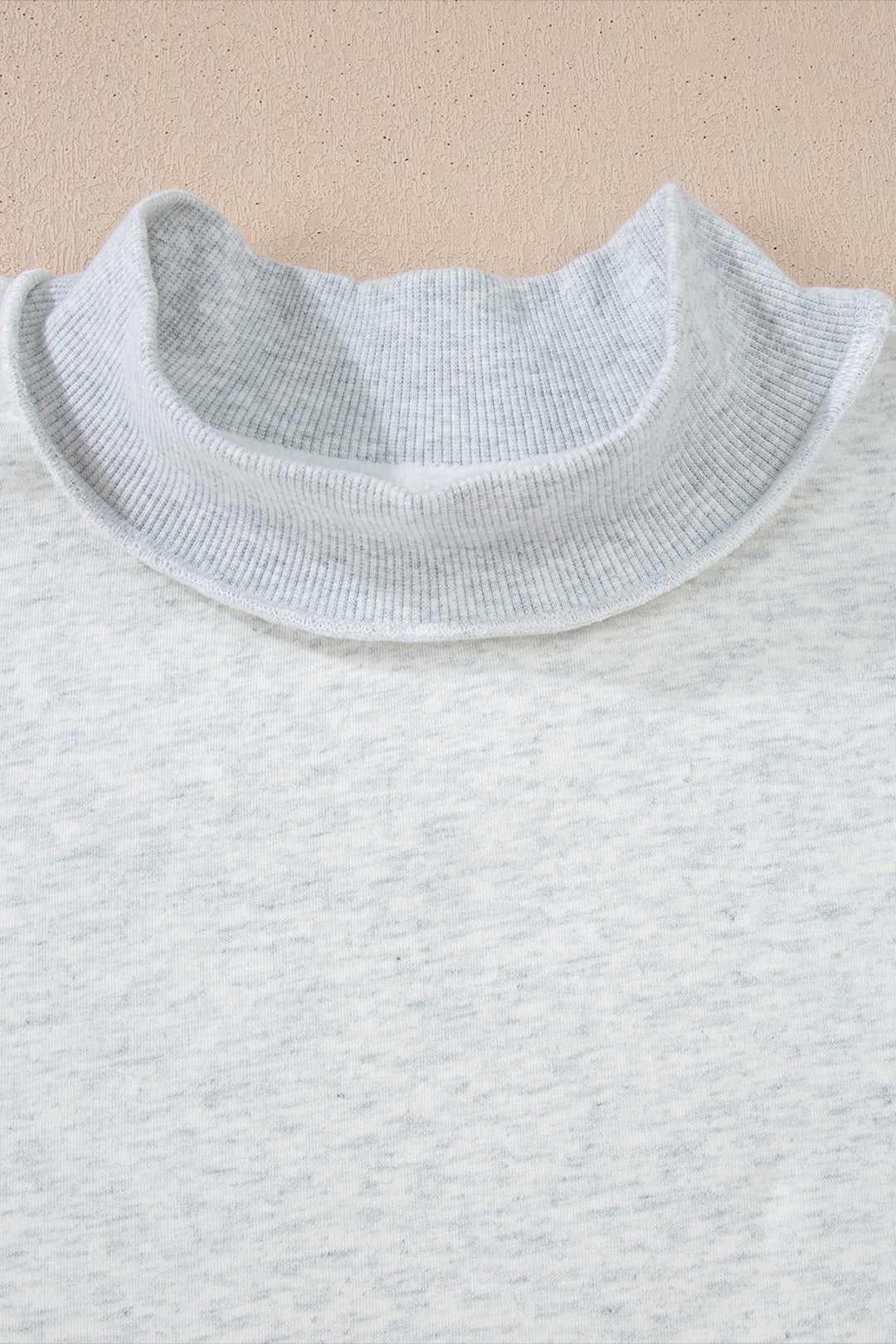 Light Grey Oversize Drop Shoulder Reversible Mock Neck Sweatshirt