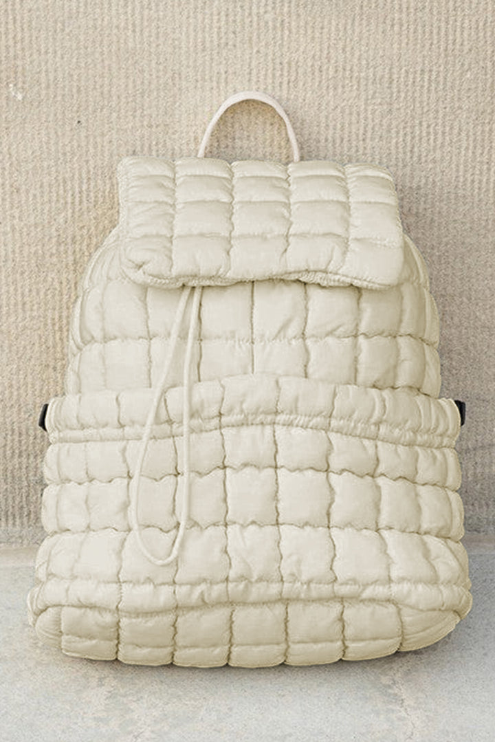 Einfarbiger, gesteppter Puffer-Rucksack mit Klappe