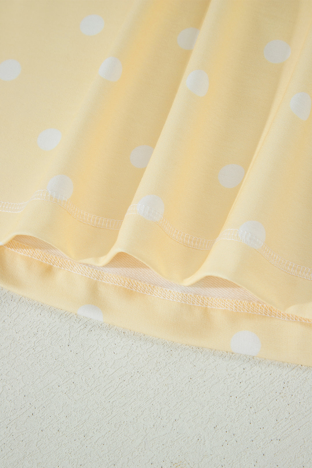 Yellow Polka Dot Short Sleeve Loose Top Drawstring Shorts Set