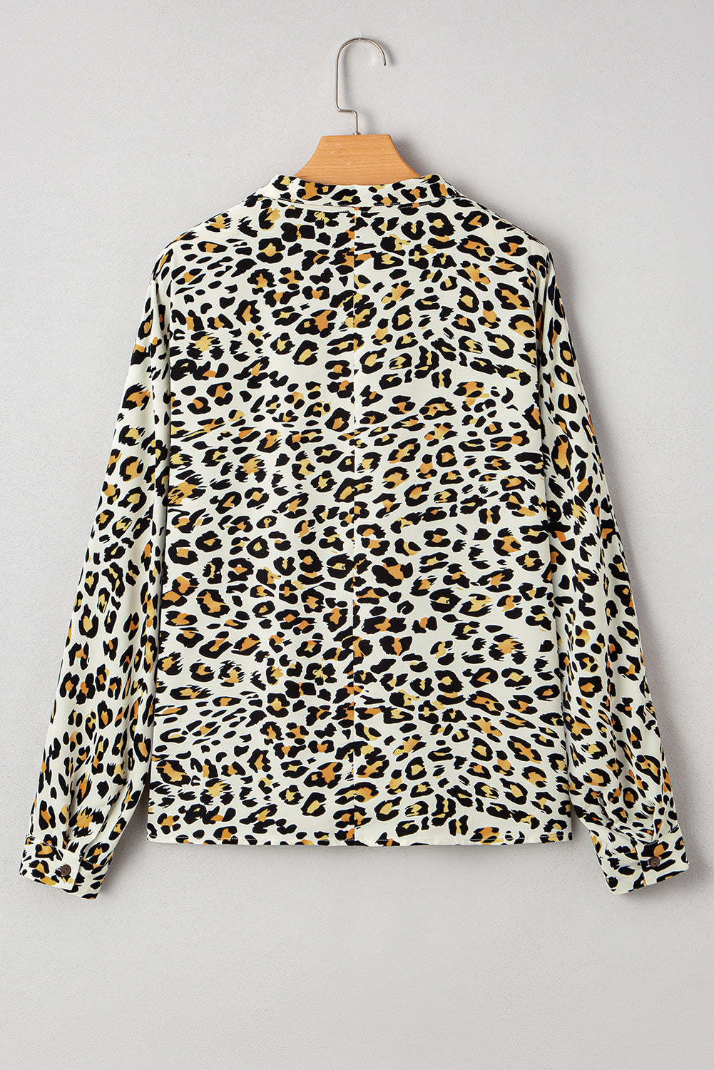 Leopard Print Contrast Striped V Neck Blouse