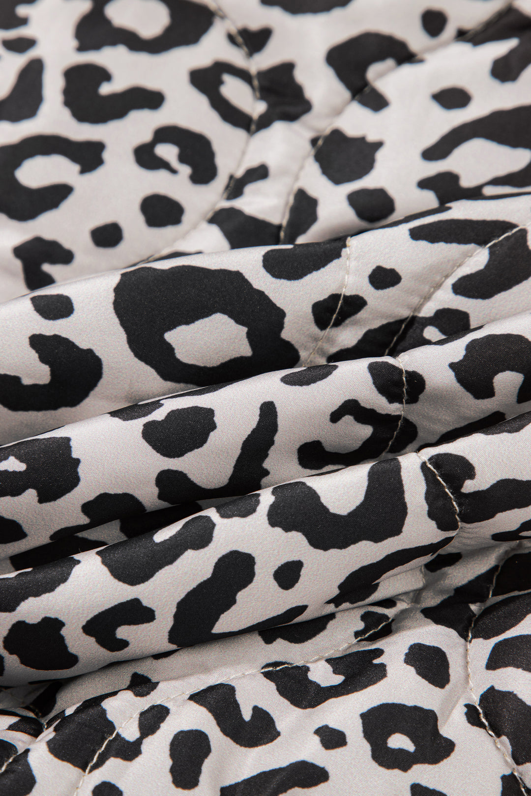 Khaki Leopard Print Patch Pockets Binding Tape Long Sleeve Regular Fit Jacket