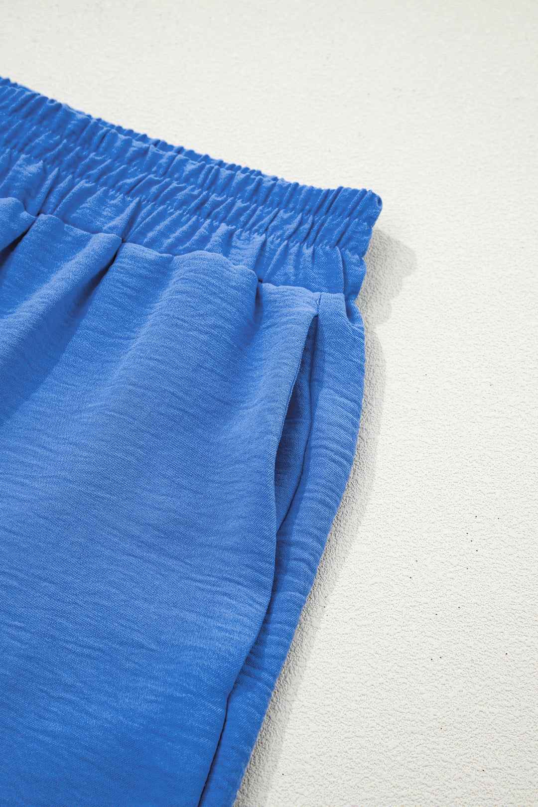 Sky Blue Solid Color Elastic Waist Casual Skort
