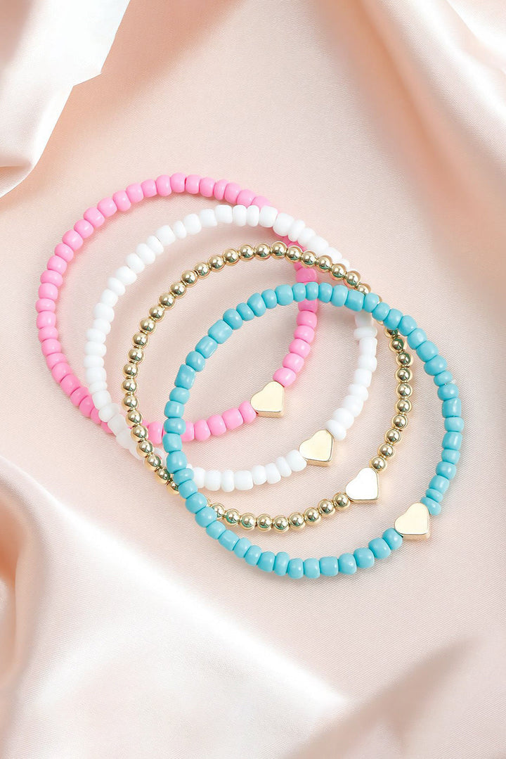 Mehrlagiges Armbandset mit Herzperlen