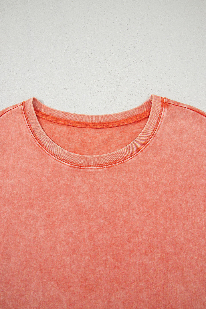 Carrot Mineral Wash Pocketed T-shirt Long Dress