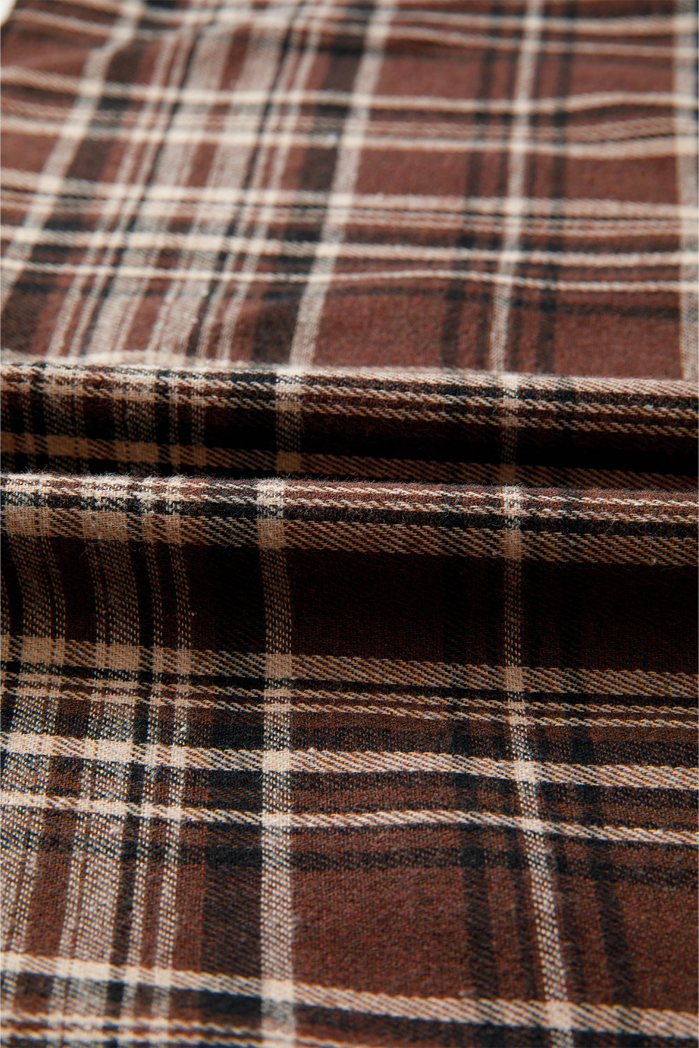 Plaid Patchwork Long Sleeve Button Hooded Blouse