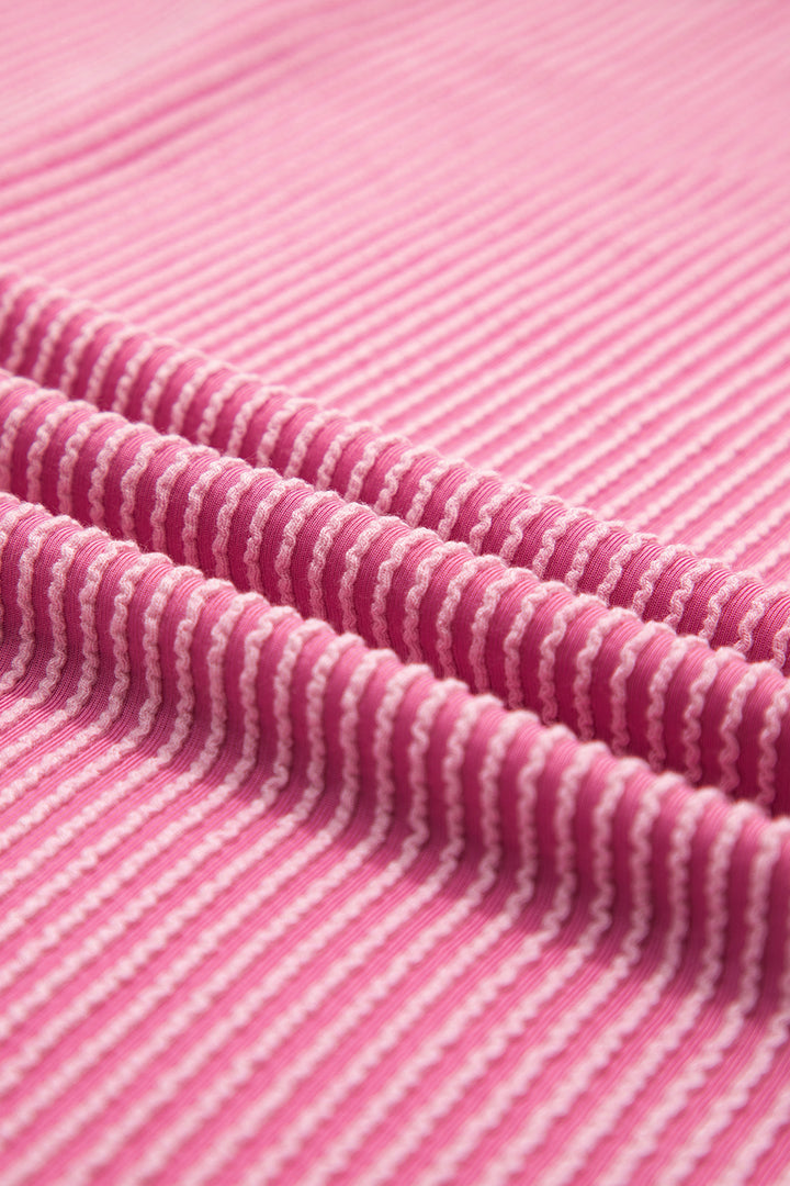 Bonbon Textured Knit Exposed Stitching T-shirt