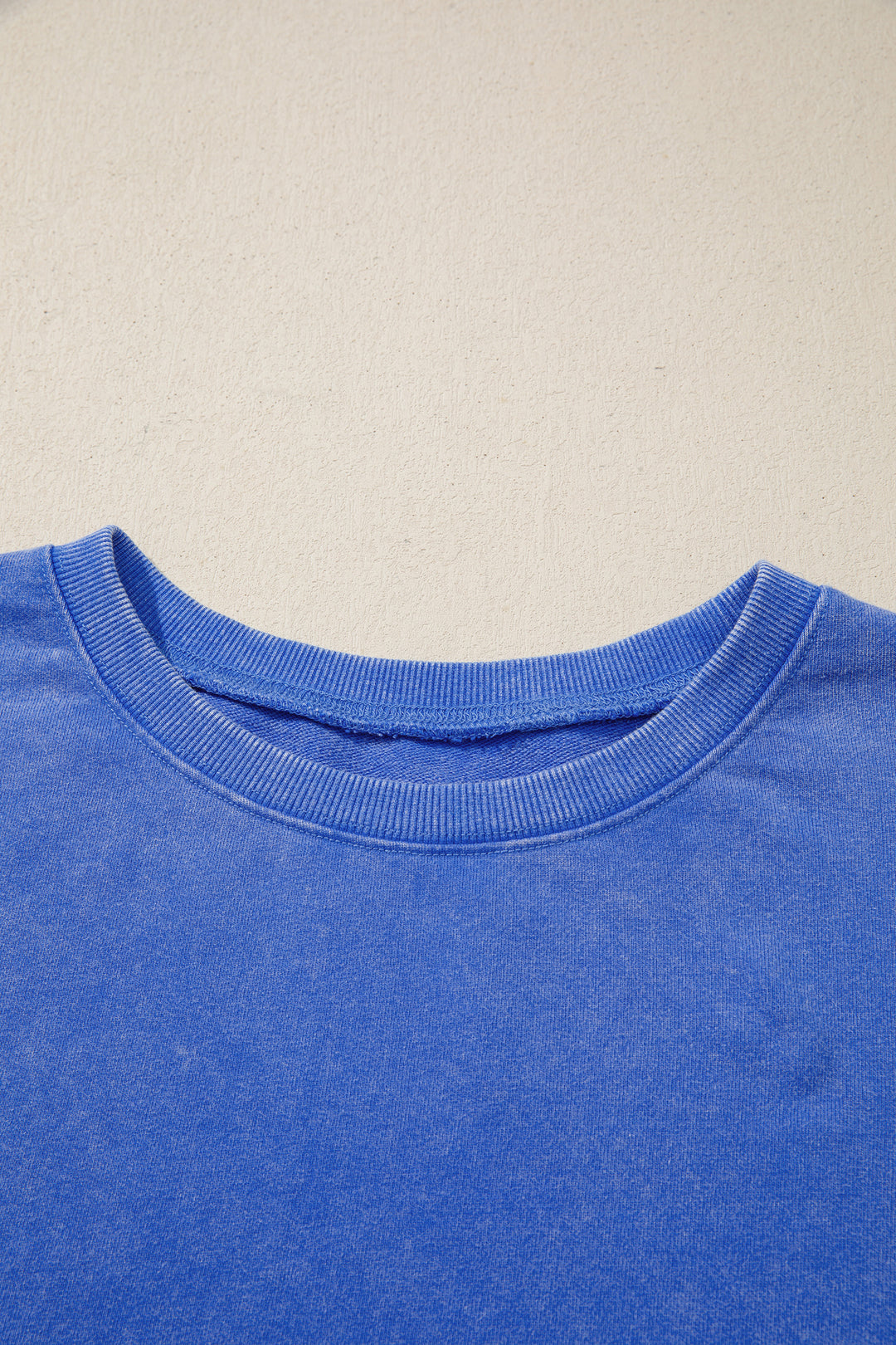 Sky Blue Mineral Wash Split Hem Loose Tunic Sweatshirt