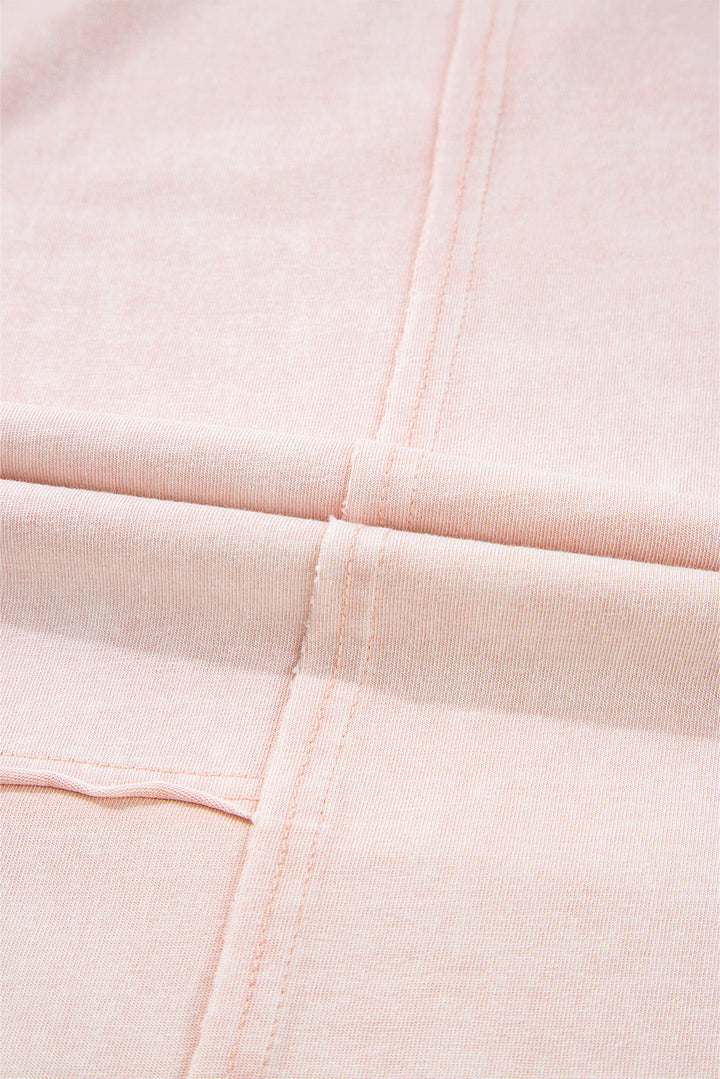 Pink Flower Patch Mineral Washed Terry Knit Cropped Wide Leg Pants