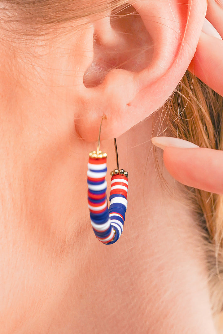Boucles d'oreilles créoles à perles inspirées du drapeau américain