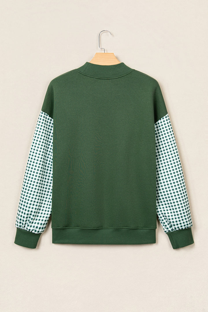 Evergreen Gingham Plaid Oversized Pullover Sweatshirt
