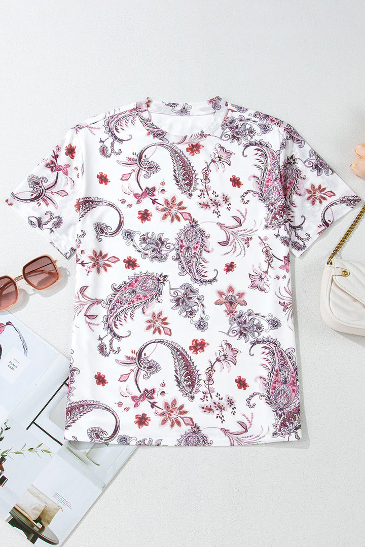 vintage paisley mock neck t shirt