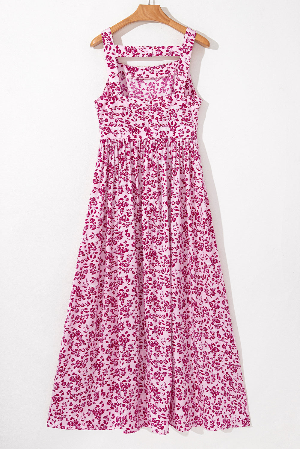 Floral Cutout Back Empire Waist Sleeveless Maxi Dress