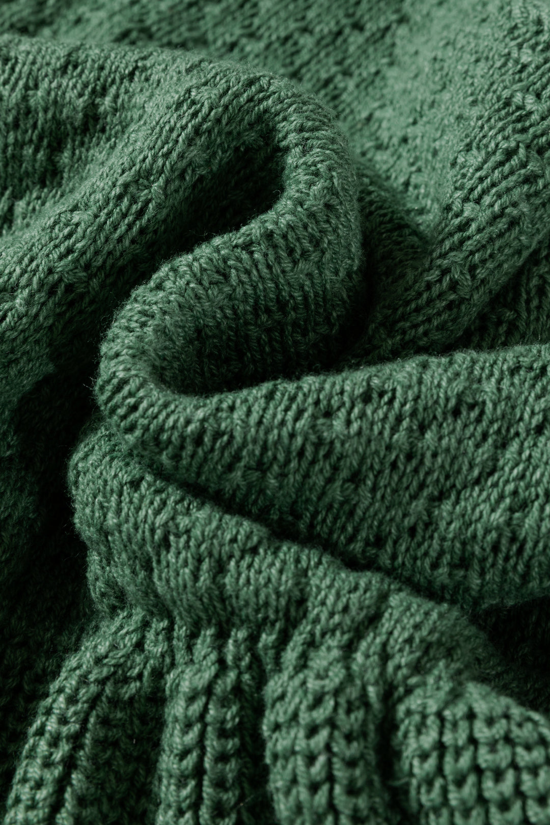 Green Solid Lantern Sleeve Empire Waist Short Sweater Dress
