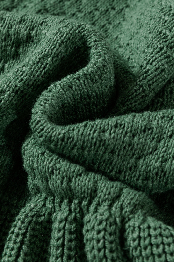 Green Solid Lantern Sleeve Empire Waist Short Sweater Dress