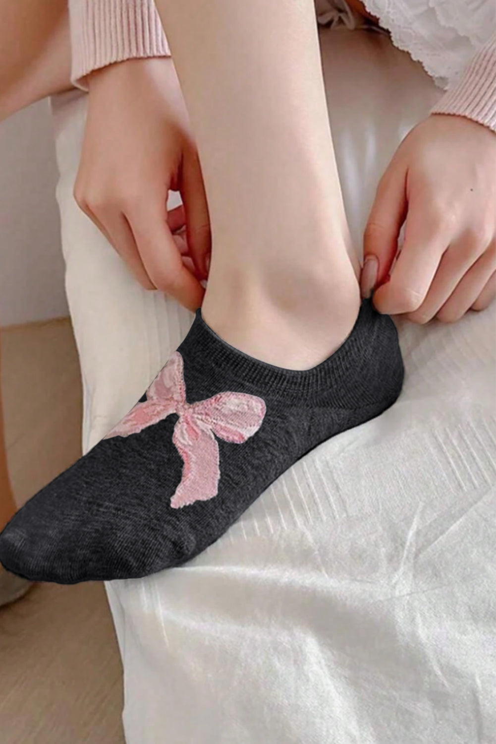 Bow Knot Soft No Show Socks