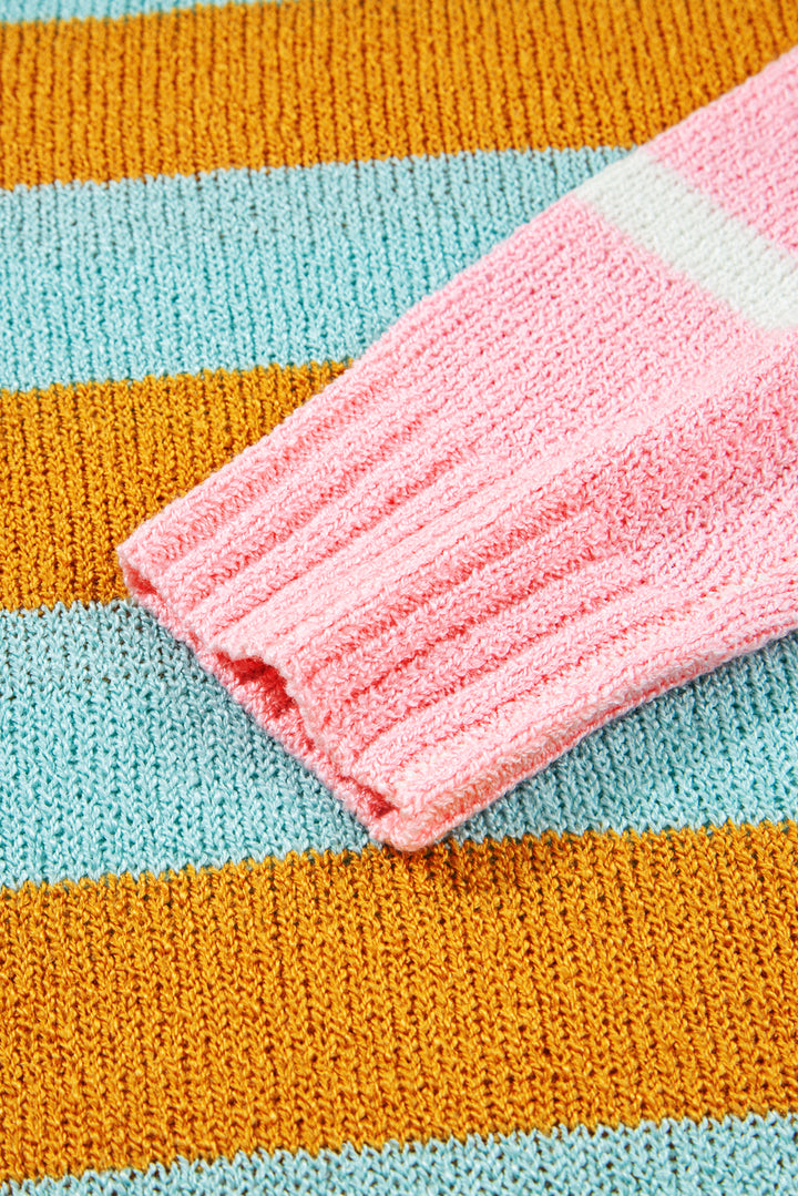 Color Block Striped Pullover Sweater