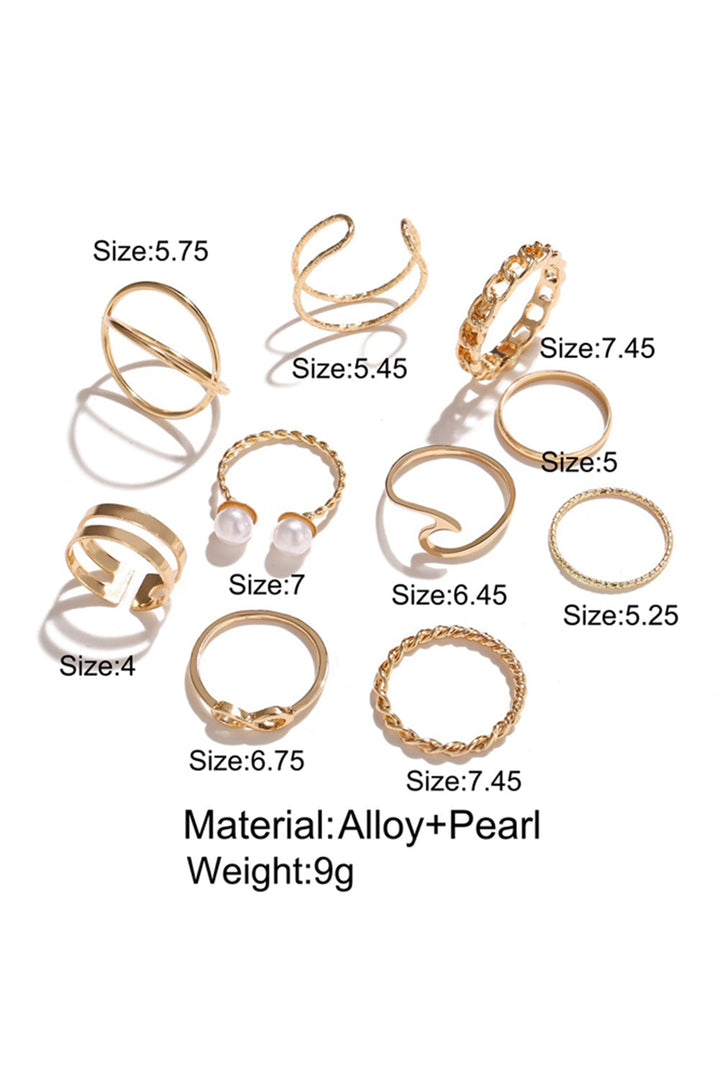 10pcs/set Vintage Plated Alloy Ring Set