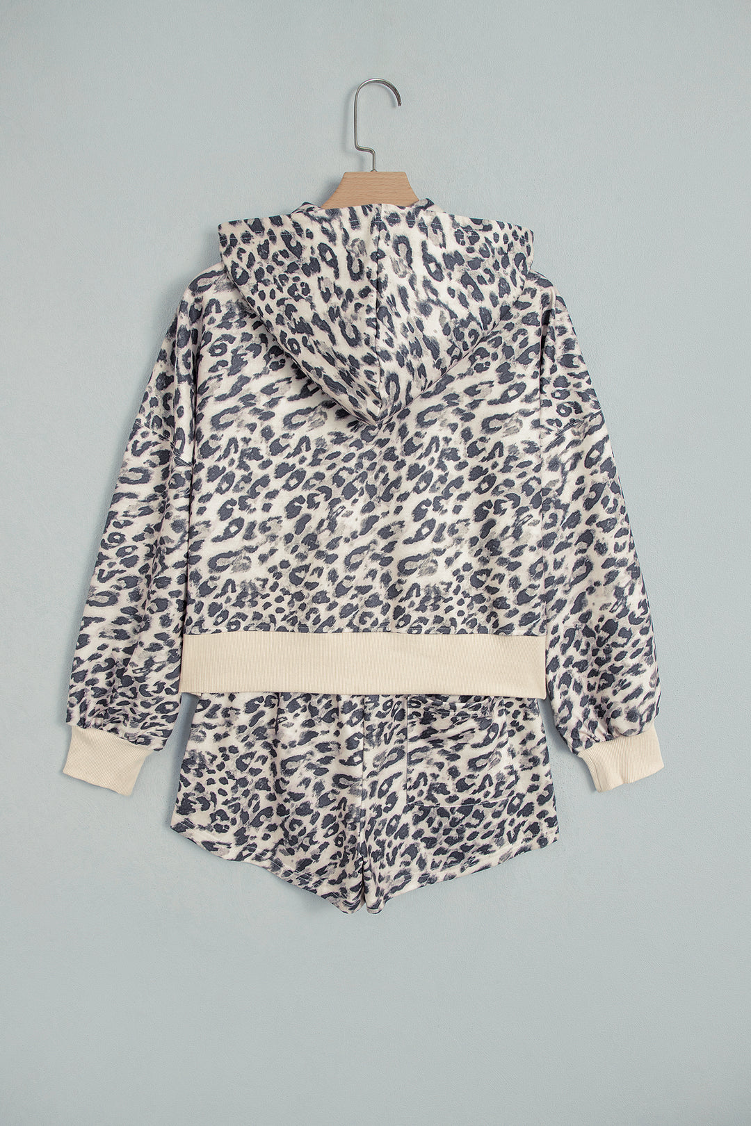Multicolour Leopard Zip-Up Hooded Drawstring Pant Set