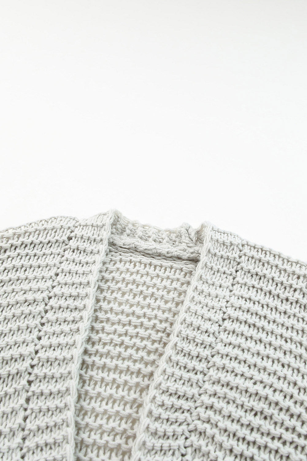 Gray Chunky Oversize Knit Drop Shoulder Puff Sleeve Cardigan