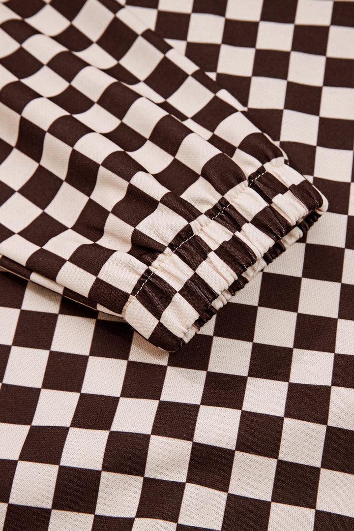 Black Athleisure Checkered 2pcs Pants Set