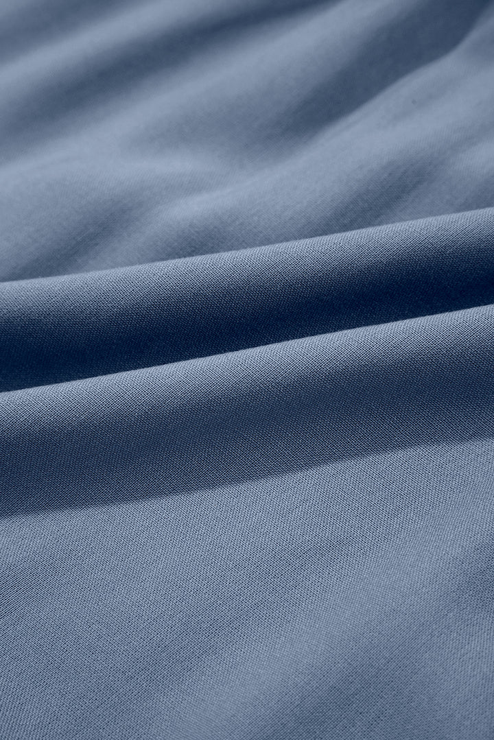 Robe longue évasée à volants et manches courtes, boutons cachés