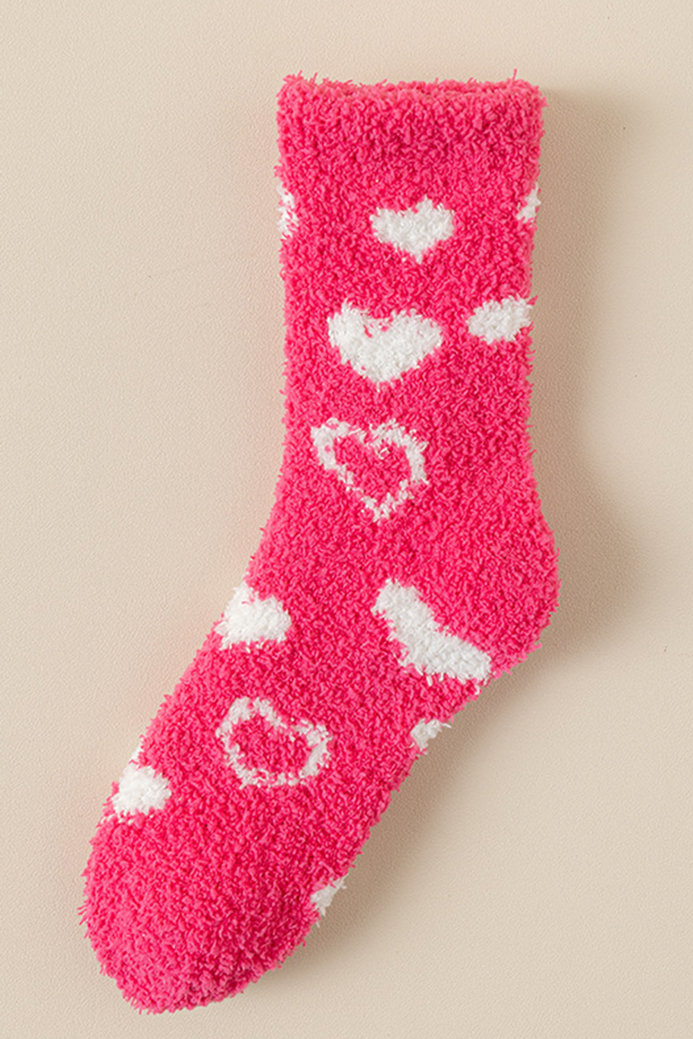 Dicke Crew-Socken aus Korallenfleece mit Herzform-Print