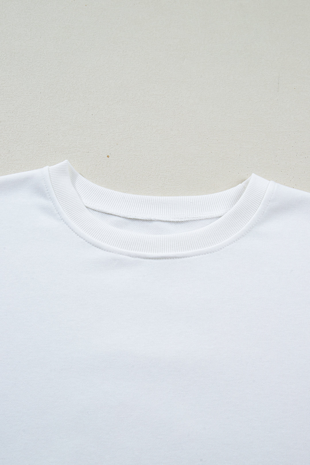 White Solid Color Dropped Shoulder Long Sleeve Top