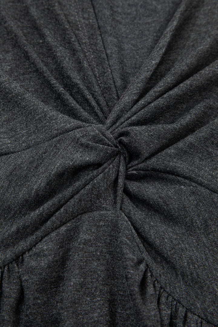 Carbon Grey Twisted Bust V Neck Sleeveless Dress
