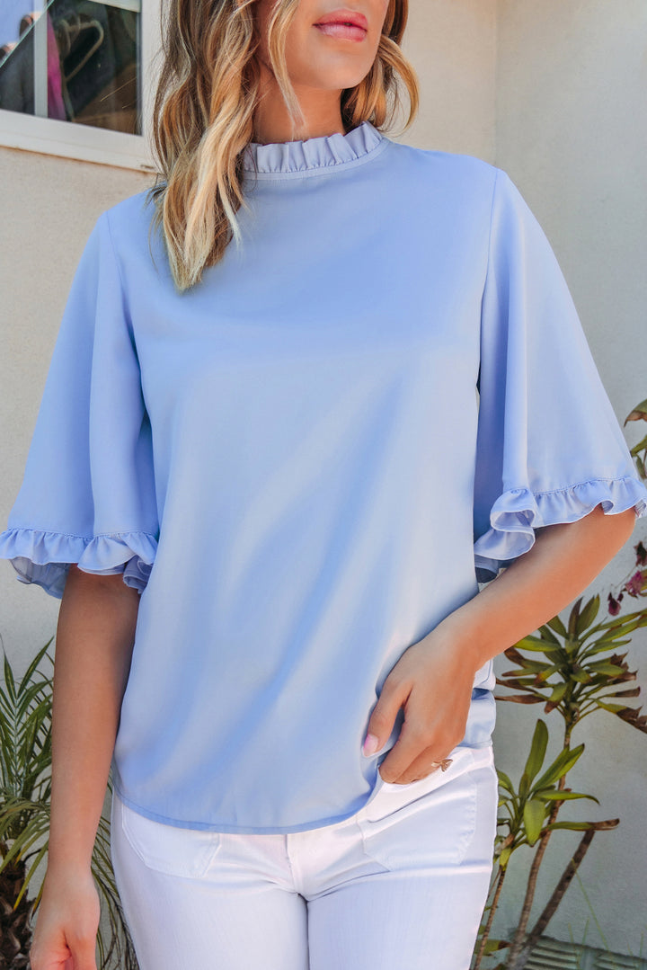Myosotis Ruffled Bell Sleeve Loose Blouse