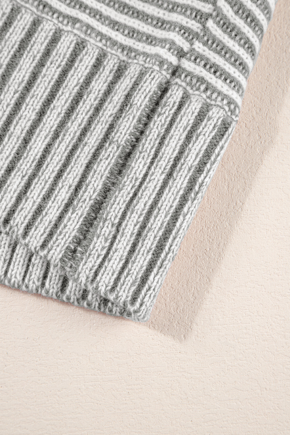 Striped Print Ribbed Knit Boat Neck Baggy Sweater