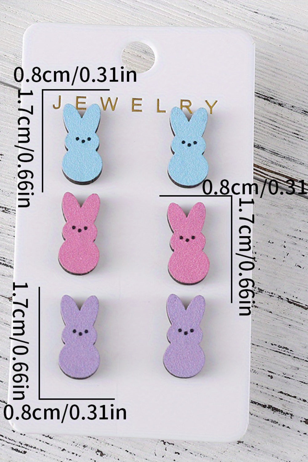 Boucles d'oreilles en bois en forme de lapin de Pâques