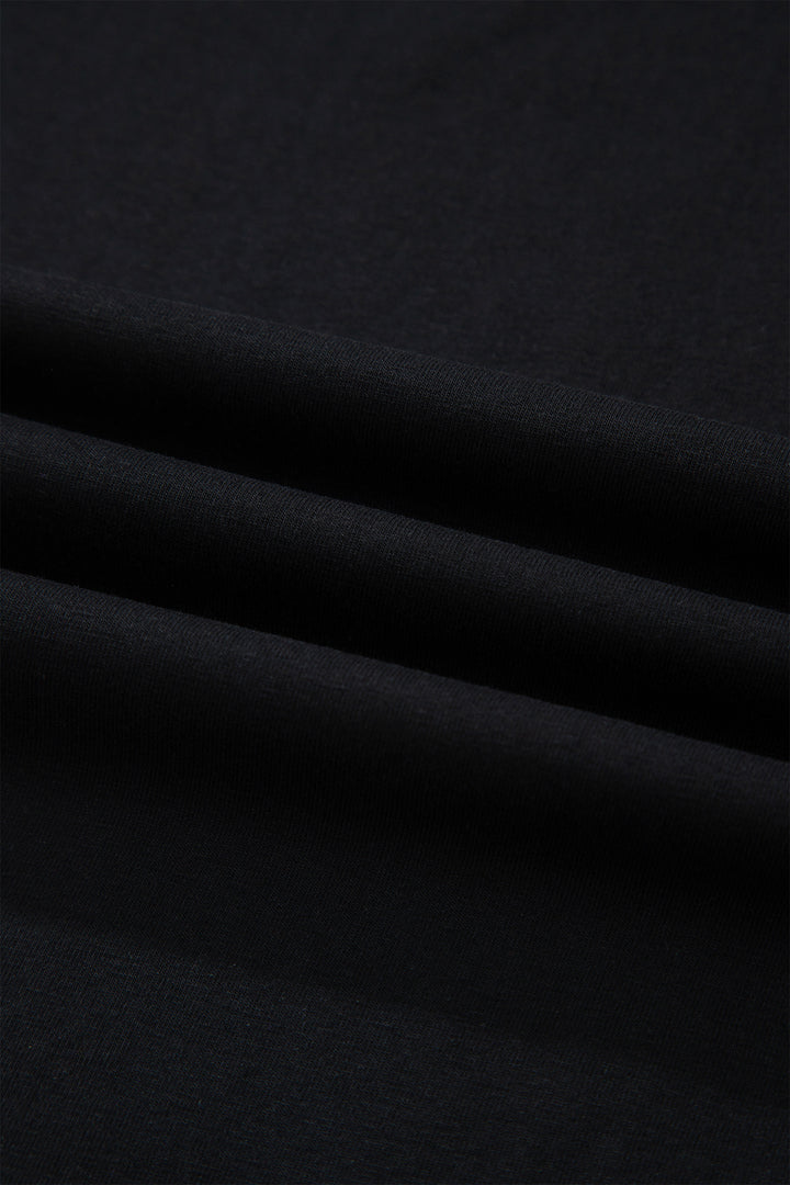Black Varsity Striped Short Sleeve Crew Neck T Shirt