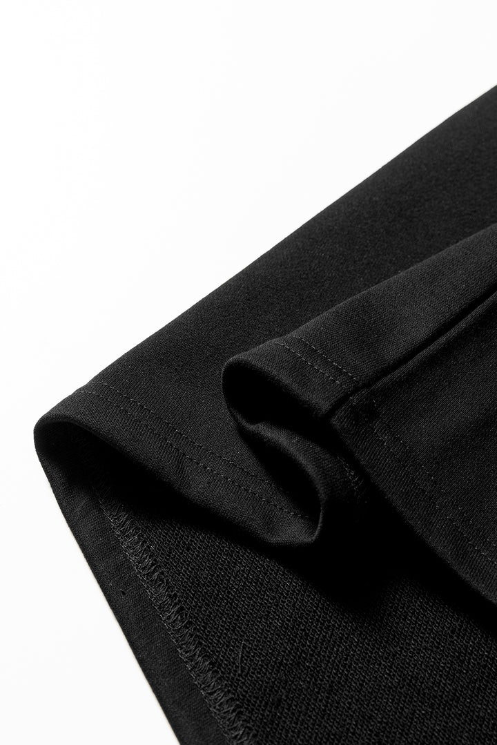 Black Varsity Contrast Banded Sleeve Shift Sweatshirt Dress